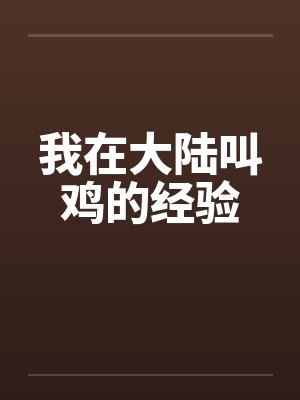 我在大陆叫鸡的经验笔趣阁无弹窗